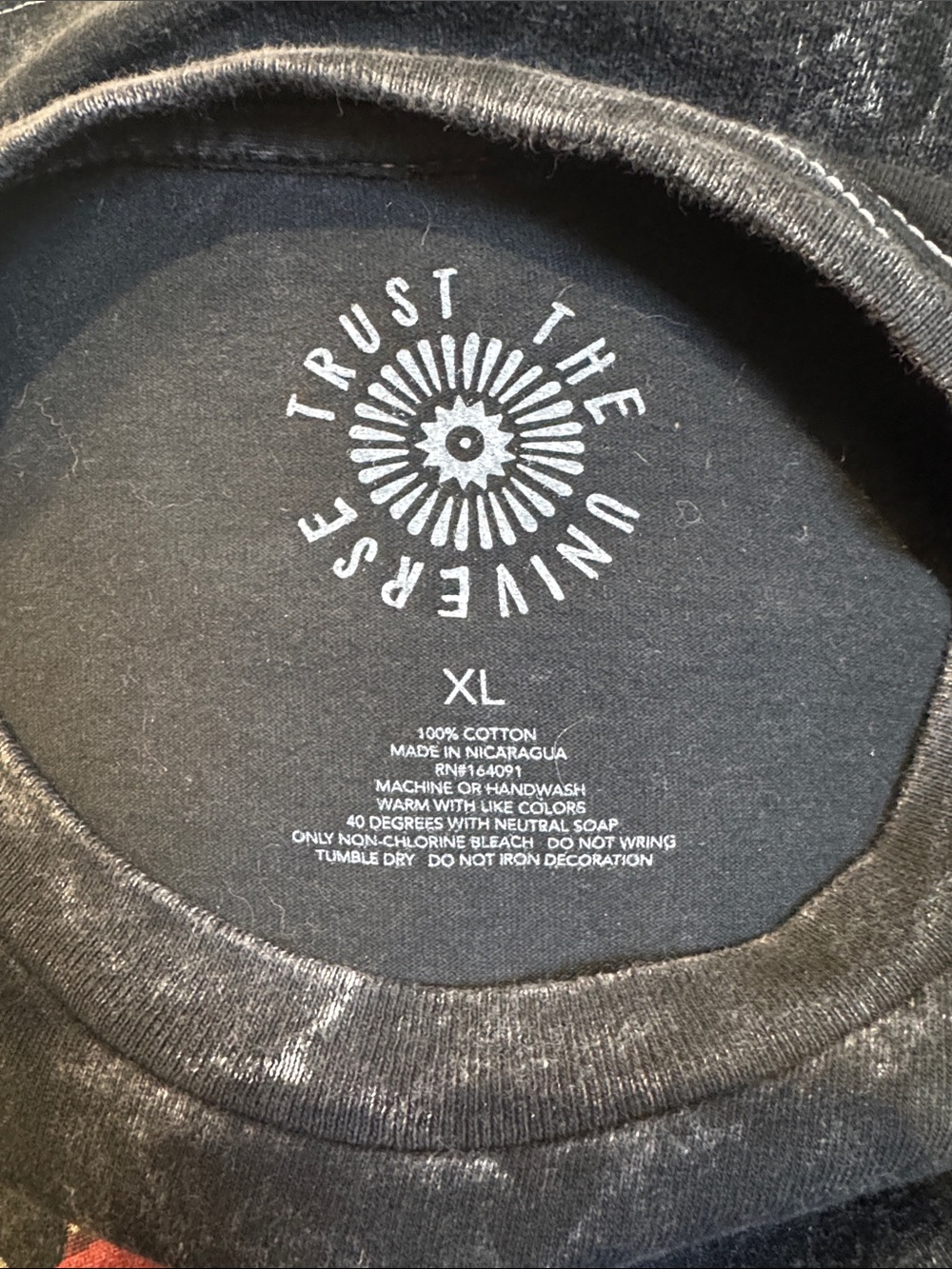 Washed Black Rose Graphic Short Sleeve Tee #488 - Picture 3 of 3